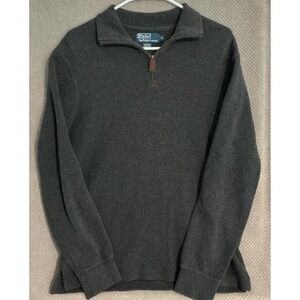 Polo Ralph Lauren Mens Long Sleeve 1/4 Zip Pullover DarkGray Sweater Size Small